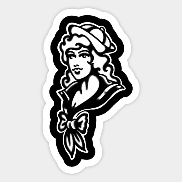 Traditional Sailor Lady Sticker by heretix.designs